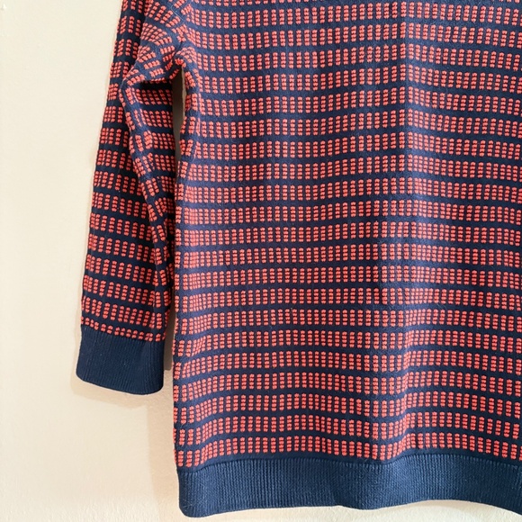 $19❄️ J. Crew Navy & Orange Light Weight Cotton 3/4 Sleeve Crewneck Sweater - Picture 8 of 15
